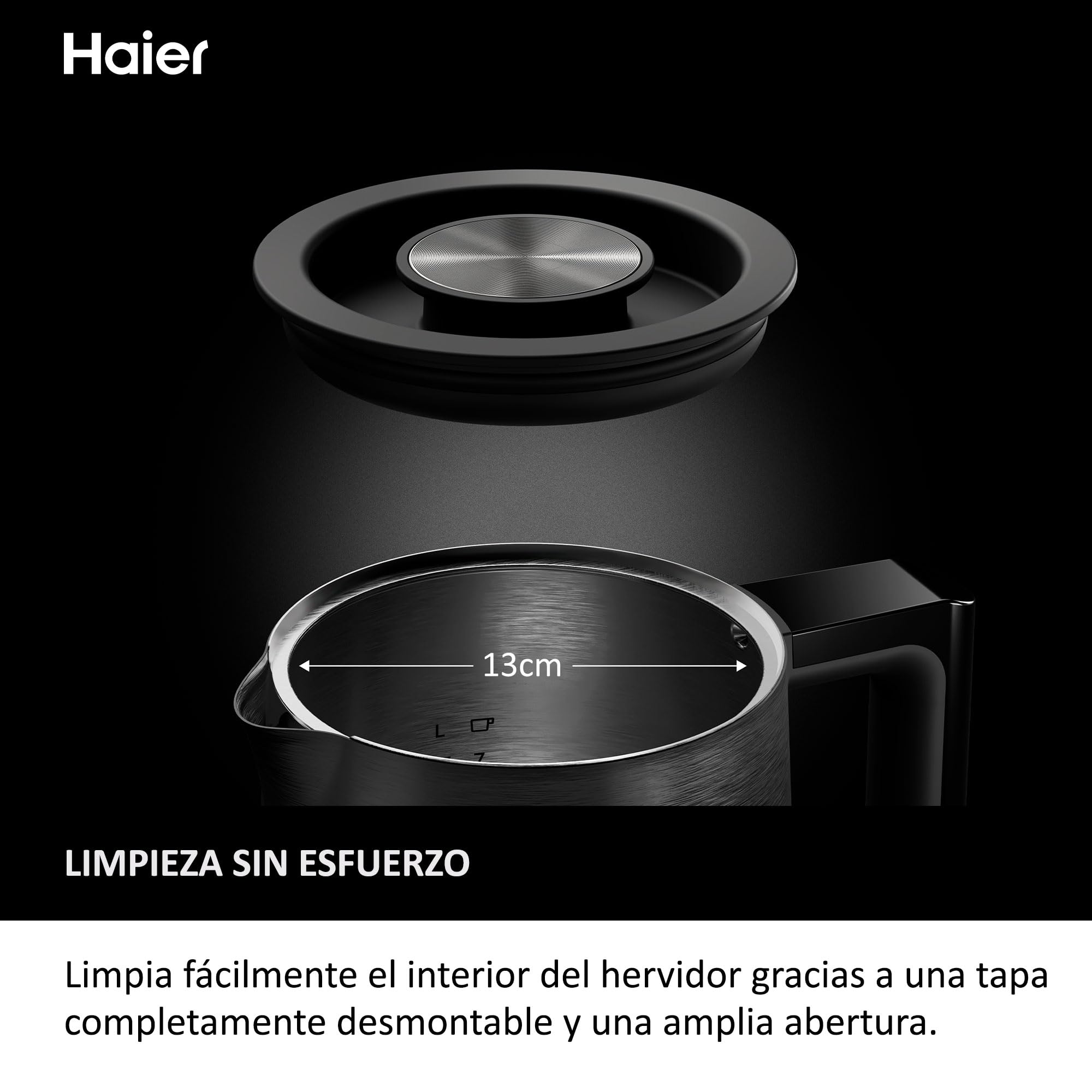 HAIER Hervidor de Acero Inoxidable, Ahorro de Energía, 7 Ajustes de Temperatura, Función Mantener Caliente, Hervir para una Taza, 1.7L, 2200W [I-Master Series 5]