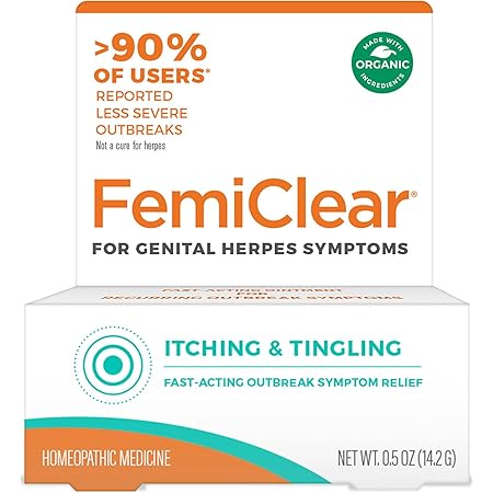 FemiClear for Genital Herpes Symptoms - Itching & Tingling Symptom Relief, 0.5 oz Ointment | Fast-Acting | All-Natural & Organic Ingredients