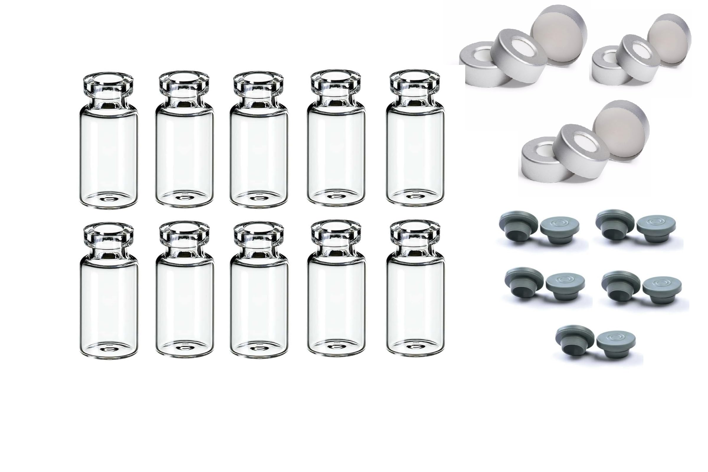 Arcsol 2ml Clear Glass Plain Neck Tubular Vials with Aluminum Seal, Butyl Rubber Stopper, 16.5mm BD, Pack of 10 (B0D9XLJBNZ) Amazon Price History, Amazon Price Tracker