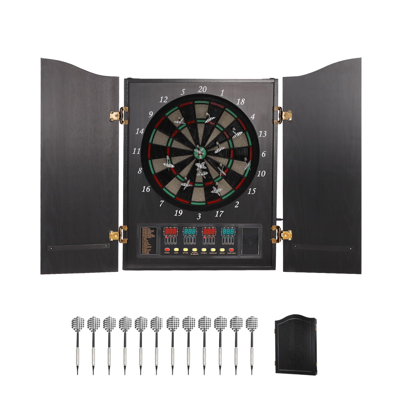 Cible de fléchettes électronique, 12 fléchettes, cible de fléchettes professionnelle, pour enfants et adultes, armoire électronique, cible de fléchettes à 4 affichages LED, armoire