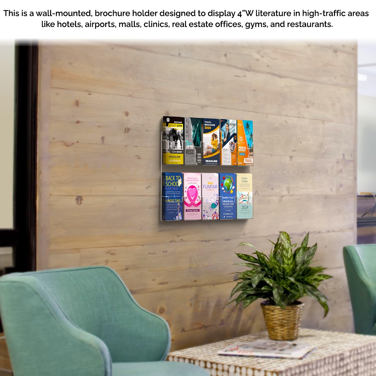 Acryl Brochure Houder, 10 Pack Plastic Trifold 4 Inches Brede Pamflet Houder Wandbevestiging/Aanrecht Organizer voor Display Flyer, Boekje, Document, Literatuur Acryl Brochure Houder, 10 Pack Plastic Trifold 4 Inches Brede Pamflet Houder Wandbevestiging/Aanrecht Organizer voor Display Flyer, Boekje, Document, Literatuur