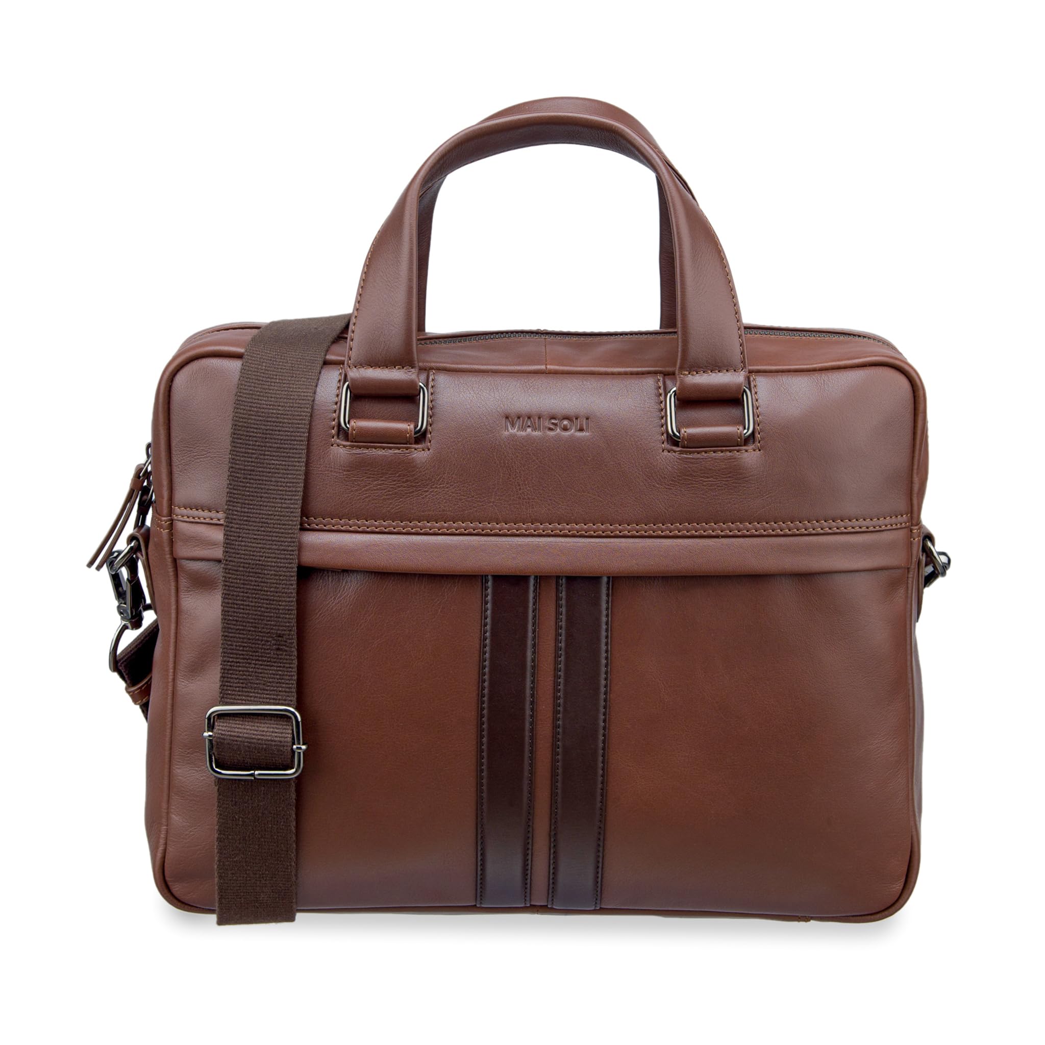 MAI SOLI Alpha Genuine Leather Compact and Slim Laptop Bag for Men with Shoulder Strap, Convertible Backpack For Office And Travel. Fits up toto 14-16 inch Briefcase Office Bag (Brown) (B0CCSRSTNX) Amazon Price History, Amazon Price Tracker