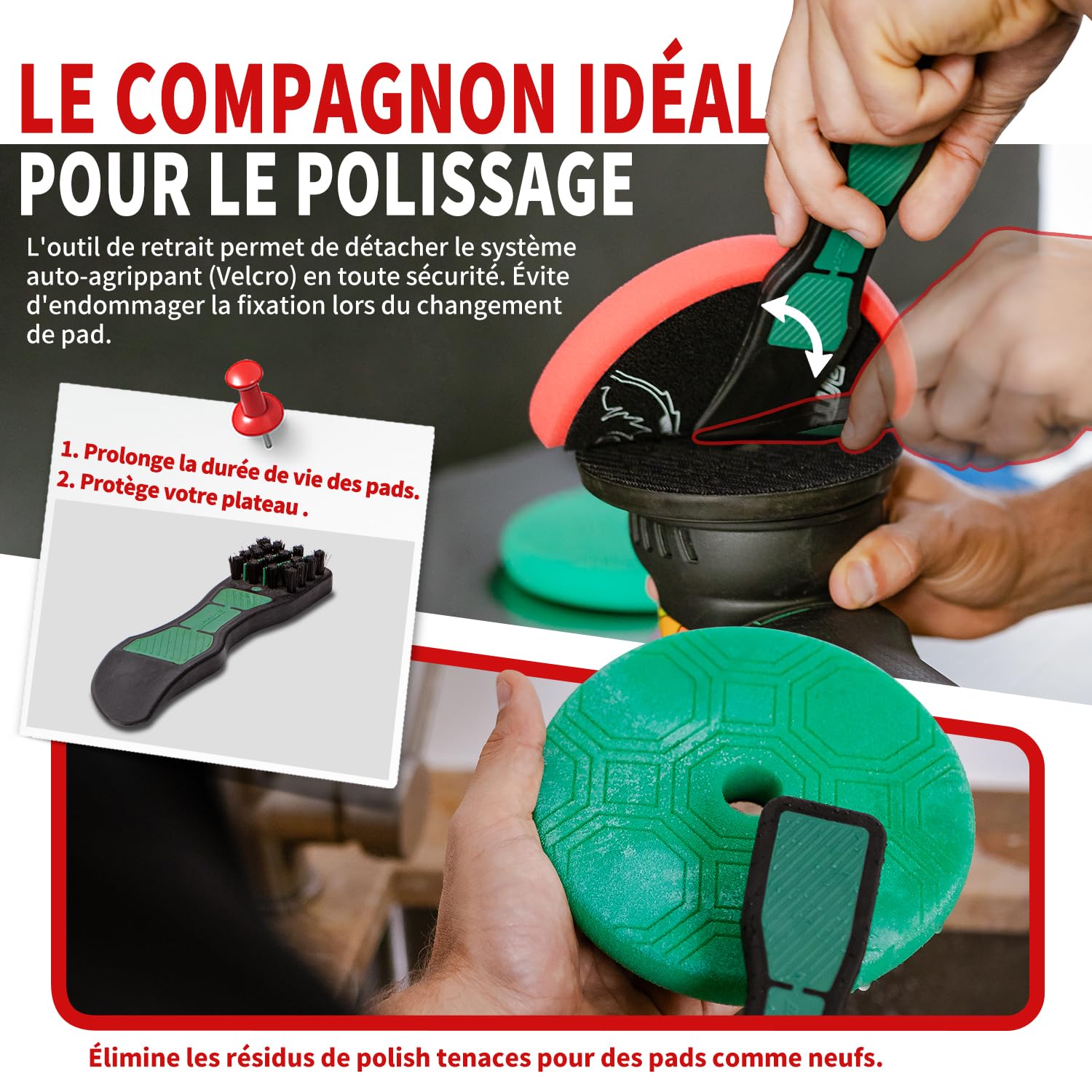 BATOCA P1 Polisseuse Orbitale Auto 1000W Lustreuse 125mm Orbite 15mm | 6 Vitesses 2500-5500 RPM, Câble 5m Amovible, avec Brosse & Sac pour Polissage & Cirage de Voiture