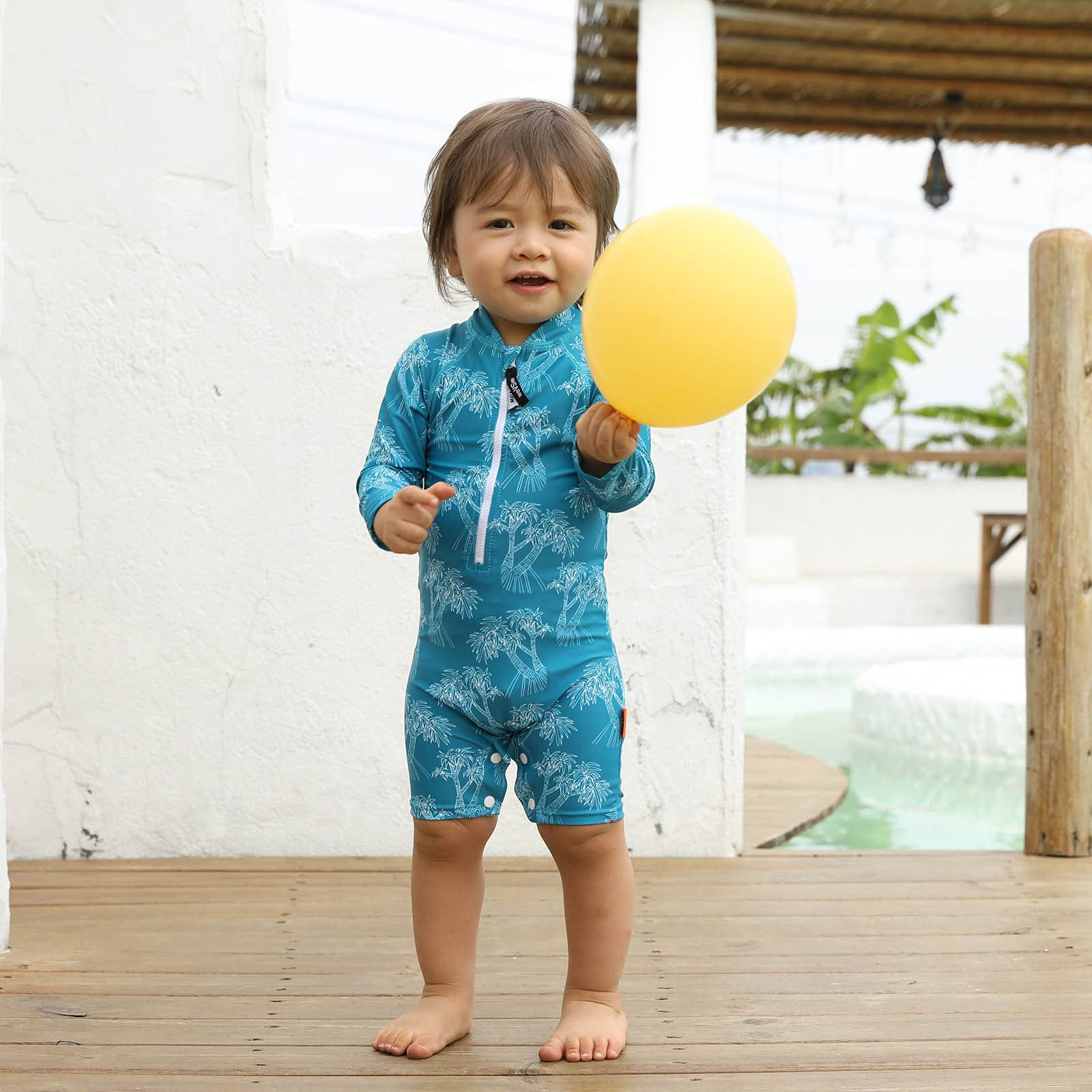 weVSwe Baby Toddler Boy Swimsuit Long Sleeve Baby Swimwear UPF 50+ Sun Protection Rash Guard Swimming Costume with Crotch Zipper 0-3 Years — view 27