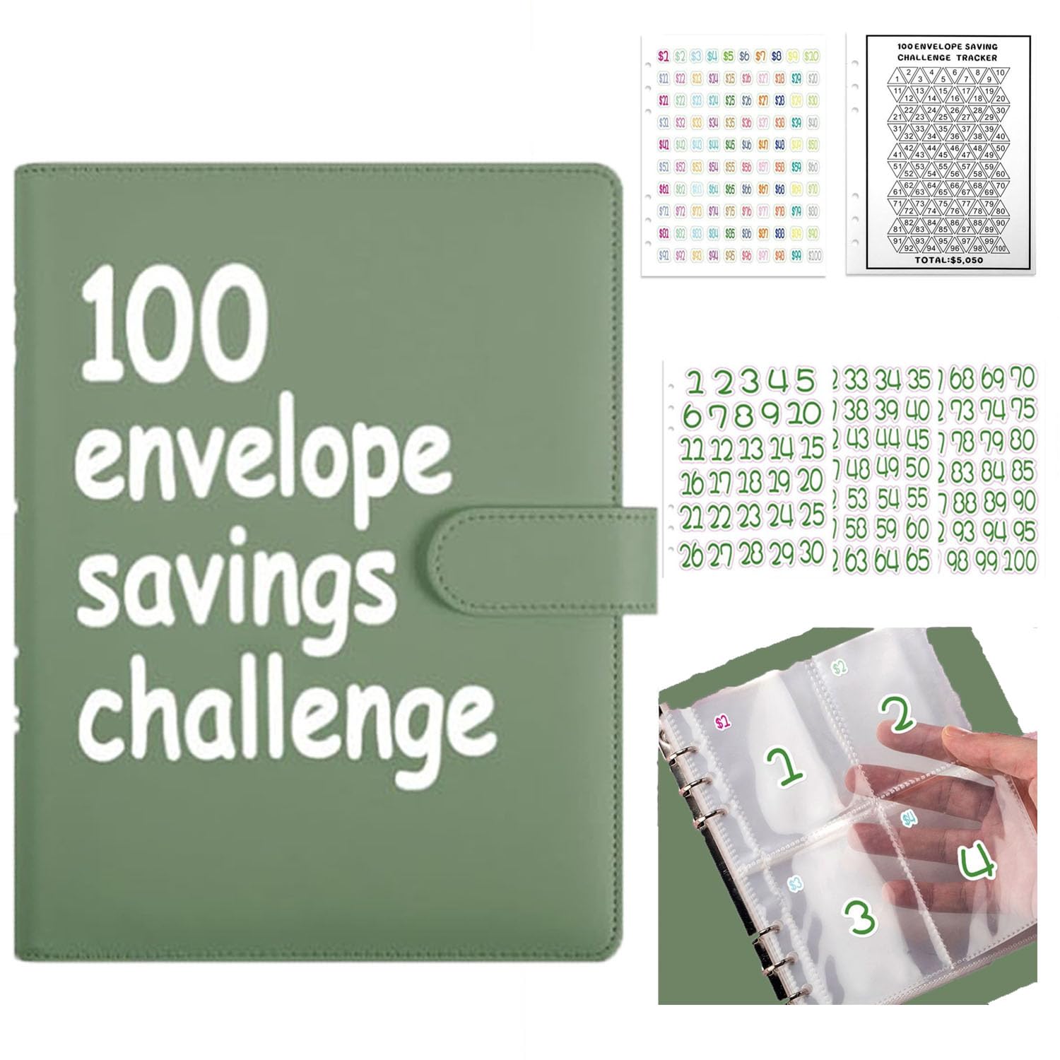 100 Days Money Saving Challenge Buch - Budget Planner Mit Umschlägen Zum Sparen Bis 10.000€