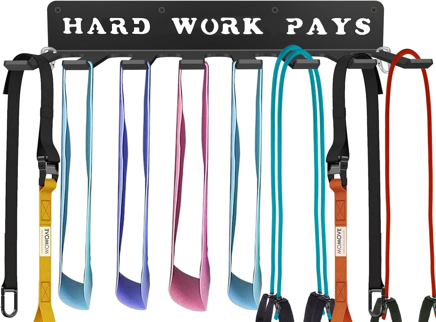 WIPHANY Home Gym Accessories Organization Storage Rack Equipment For Home 8 Hook Wall Hanger Display Gear Barbells Resistance Bands Jump Ropes Lifting Belt Hanger Accessories Hardware Included