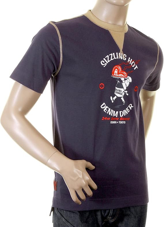 EVISU Early Original Genuine Rare Denim Diner ES03MTS06 J48 Ink t Shirt EVIS0272