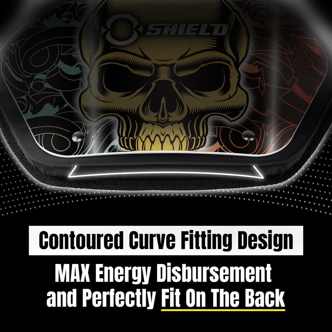 O Shield Power Skull - Placa trasera de fútbol, almohadillas de espalda baja para jugadores de fútbol, protector trasero, ajuste universal