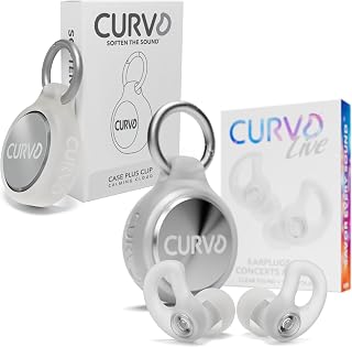 CURVD Live Stylish High-Fidelity Concert Earplugs for Live Events up to 14 dB Noise Reduction, 5 Tip Sizes & Carry Case + Additional Premium Carrying Case