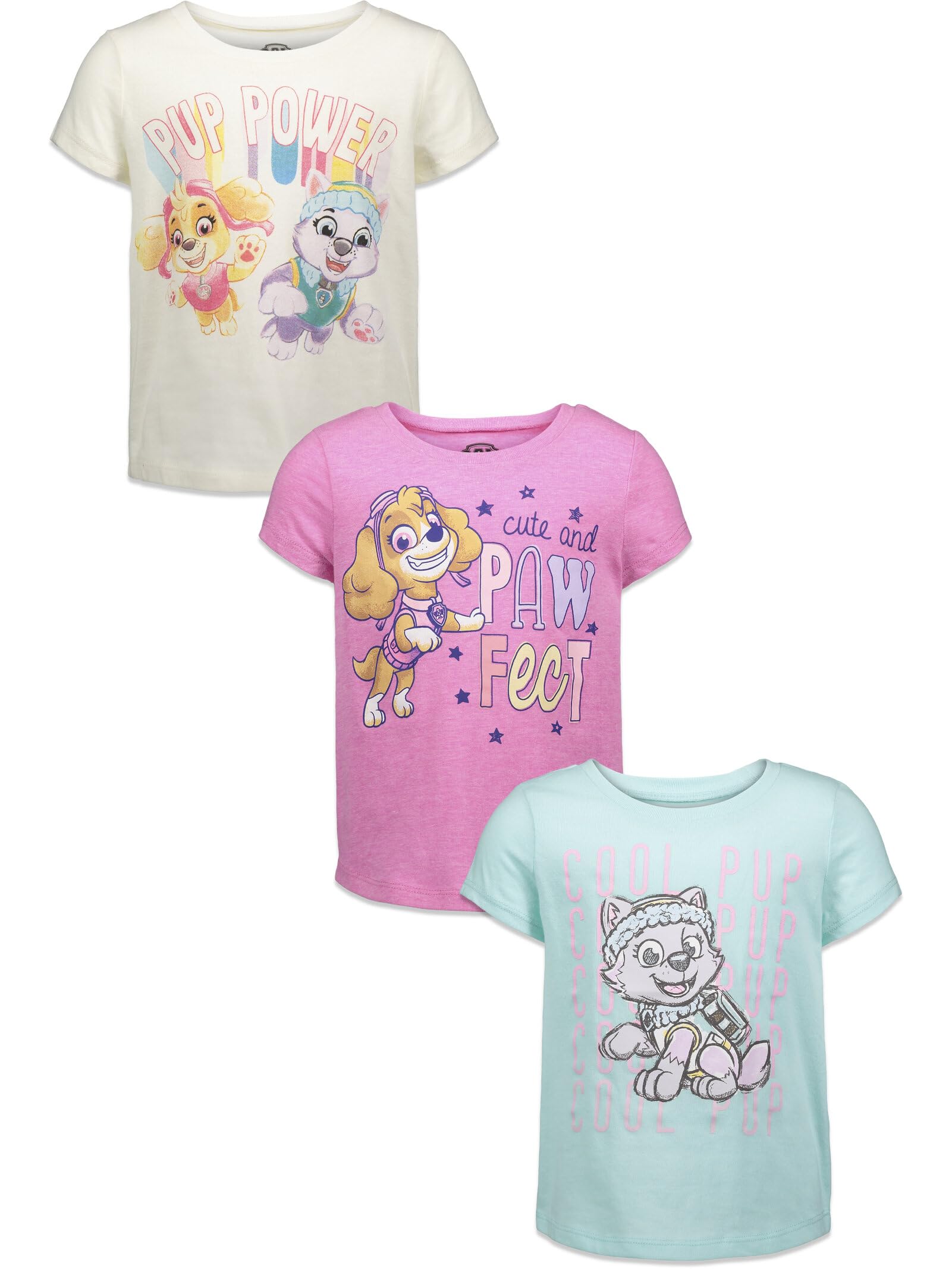 Paw Patrol Everest Skye Girls 3 Pack Graphic T-Shirts Toddler to Little Kid