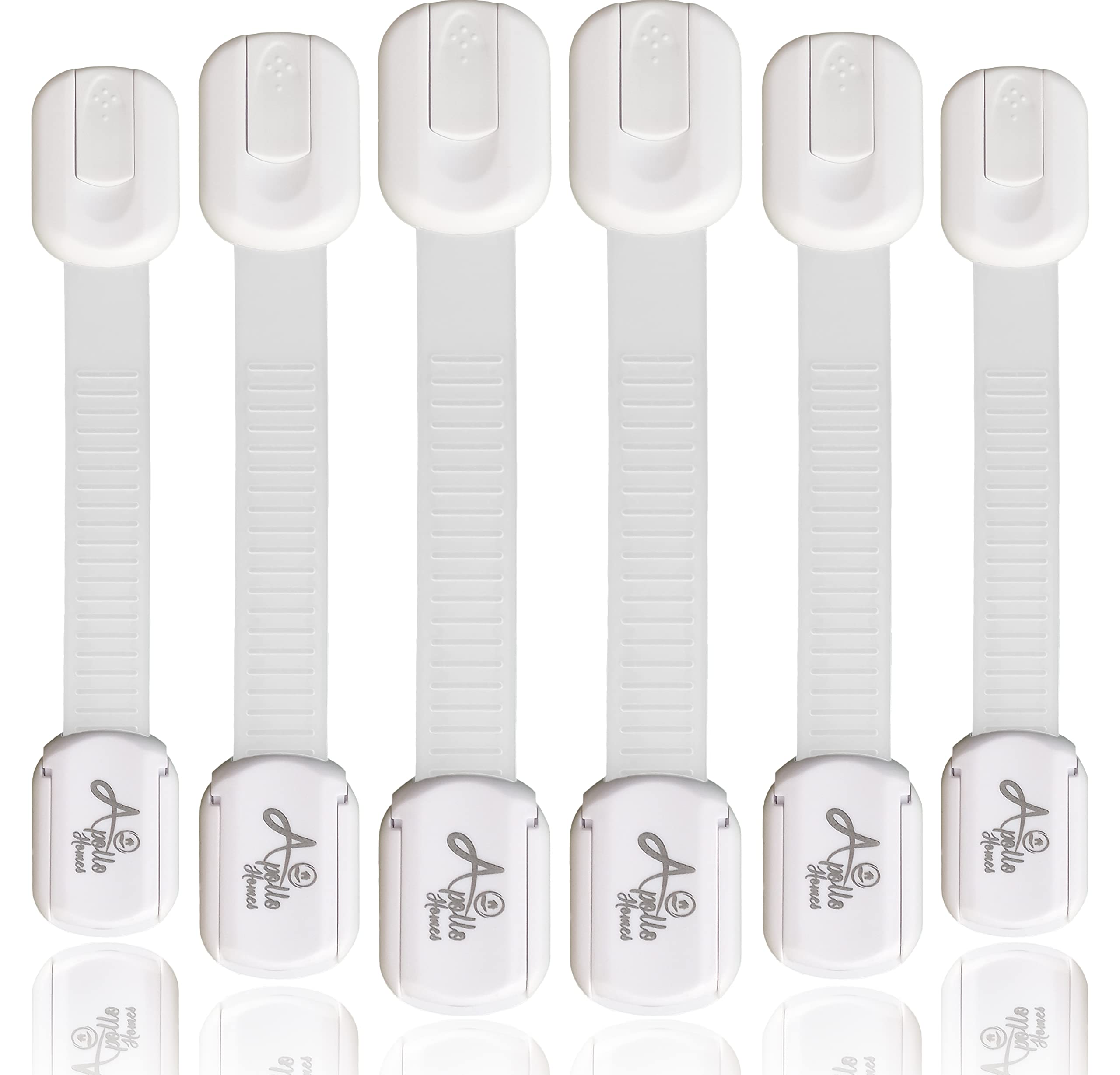 Apollo Homes Child Safety Locks(6 Packs), اقفال امان للاطفال, Baby Safety Lock, Cabinet Straps, Strong & Adjustable Size with 3M Adhesive, Non-toxic Suitable for all Appliances, Drawers etc