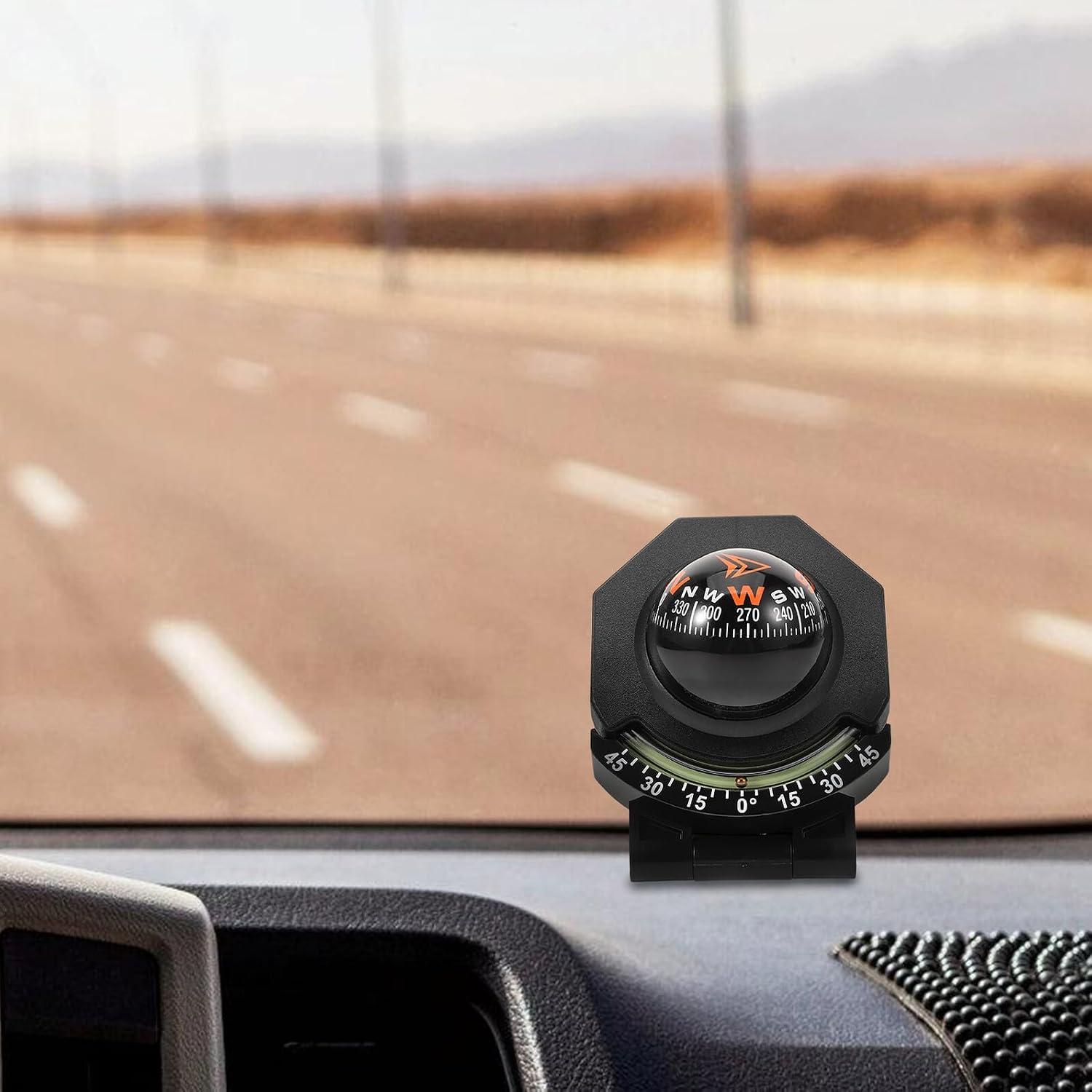 Car Mount Compass Ball with Tilt Gauge, High-Precision Foldable Dashboard Compass for Car and Boat Navigation, Automotive Interior Accessories for SUV and Truck Use