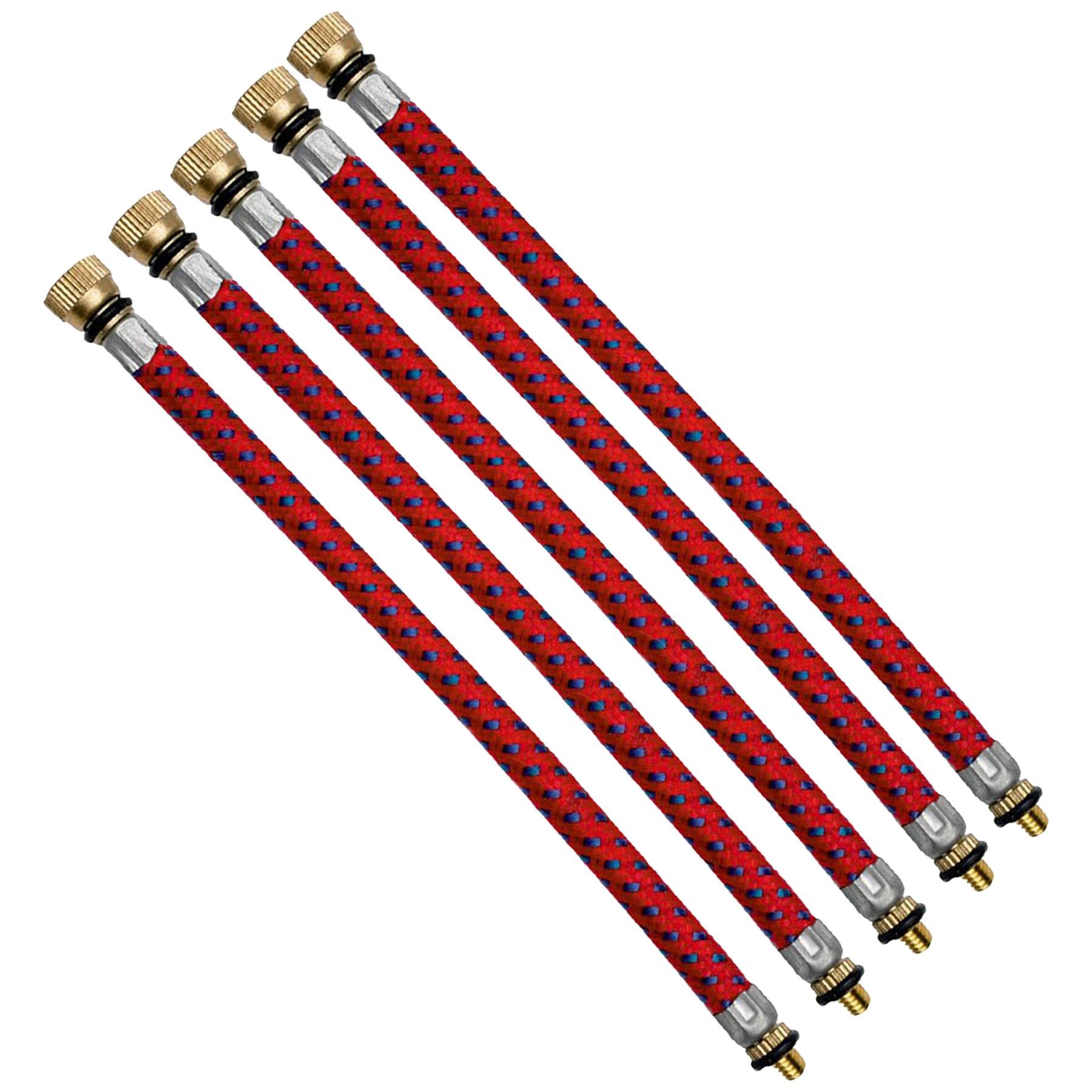 Laxzo ® 5X Bike Pump Valve Adaptor Valve Connector Bicycle Cycle Car Flexible Pump Presta Inflator Air Pump Hose Adapter Replacement Pump Adapter Valve Converter Set - Red