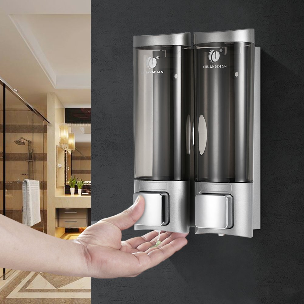 Distributeur De Savon Mural Anself 200ml - Transparent - Pour Salle De Bain/Cuisine - Design Élégant