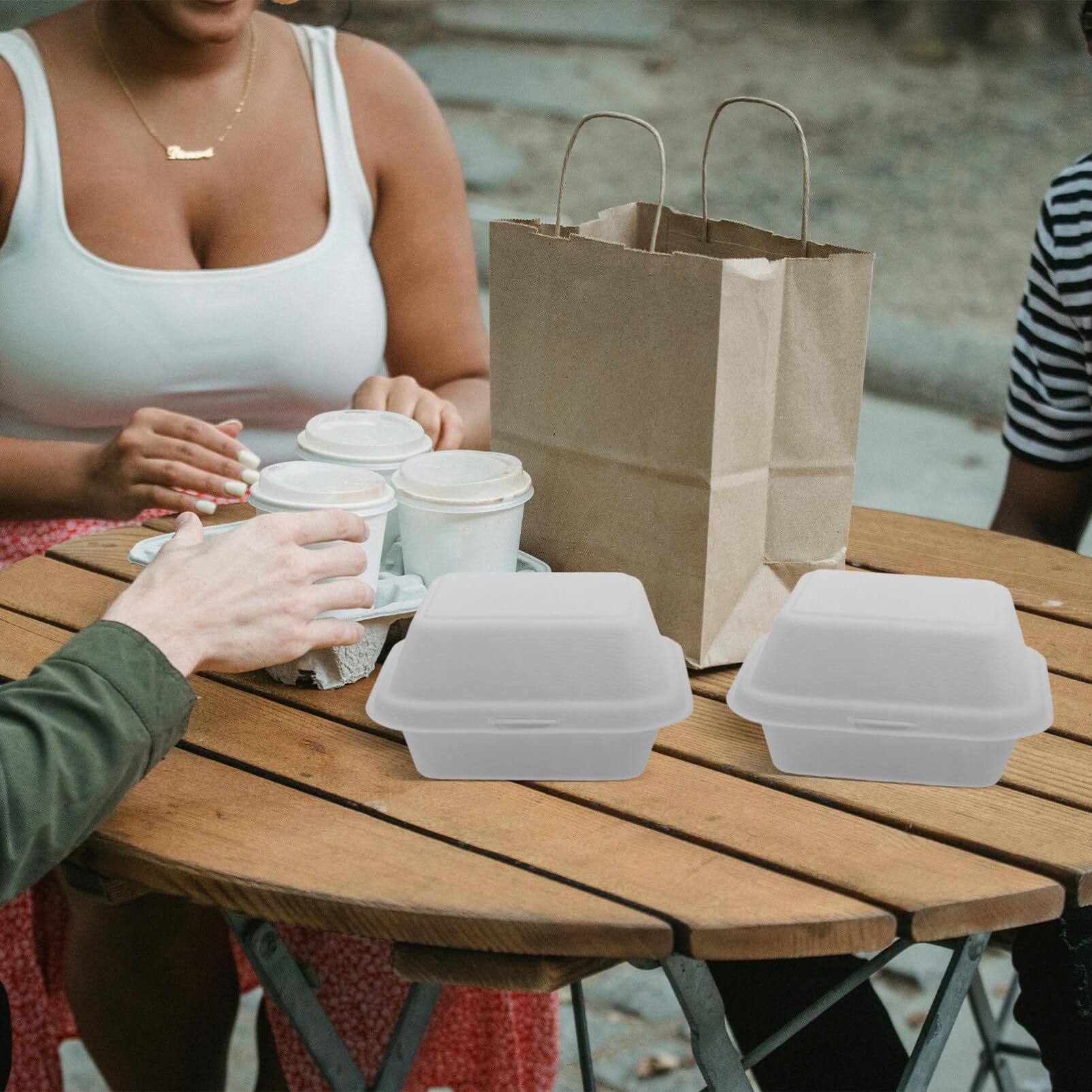 50pezzi Contenitori Alimentari Biodegradabili Da Asporto Pulp Con Coperchio Per Pranzo Facili Da Trasportare e Sicuri Per Alimenti Per Ristoranti e Eventi