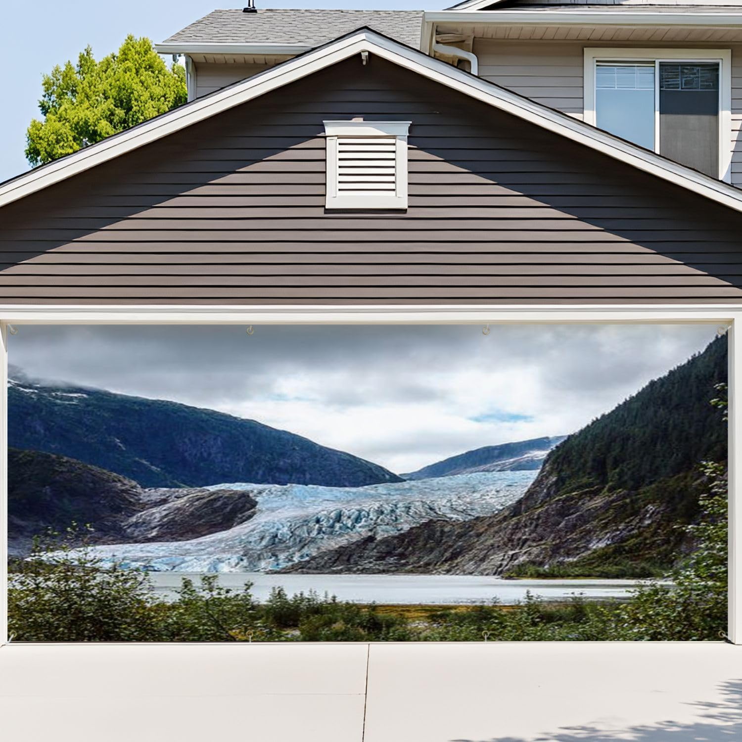 6x13ft Garage Door Cover Mendenhall Glacier Lake Juneau Alaska Mendenhall Glacier Garage Door Banner Decorations Polyester Door Mural Backdrop for Outdoor Indoor Party Background Decor