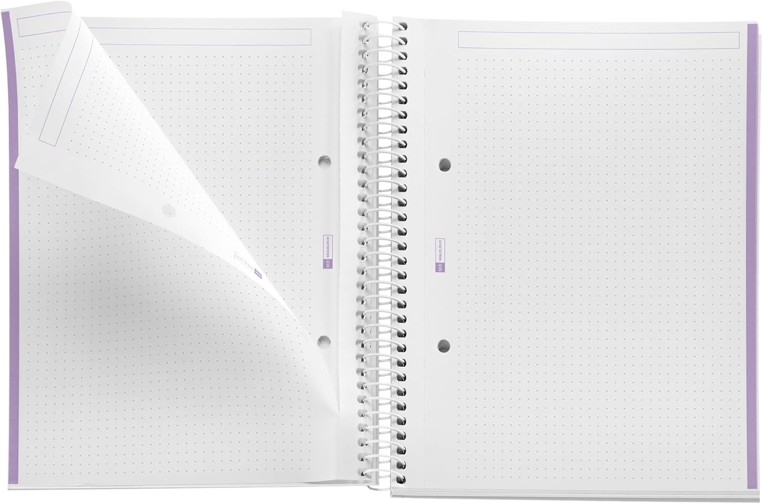Miquelrius Pack of 3 A5 Notebooks (80 Sheets) with 5mm Tips, Dots, 90g, Micro-Perforated, Margin - 2 Holes and Colour Strips, Extra Strong Pastel Cardstock