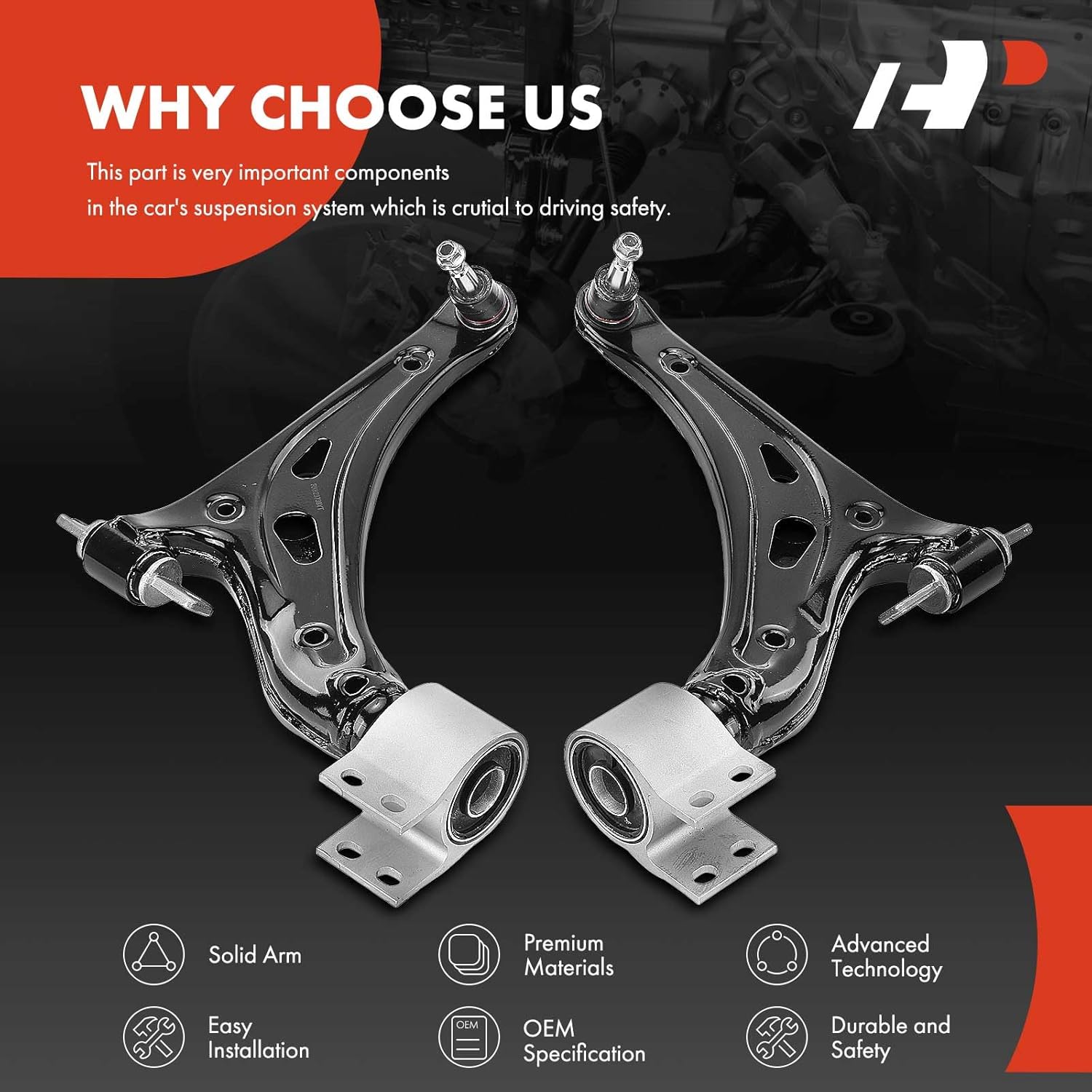 A-Premium 2 x Front Lower Control Arm, with Ball Joint & Bushing, Compatible with GMC Acadia 2017-2019, Cadillac XT5 2017-2019