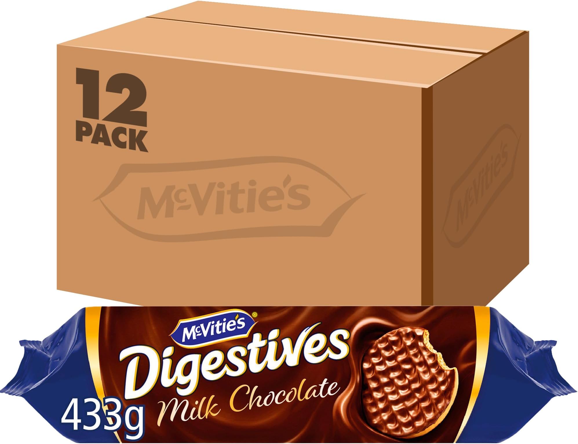 Milk Chocolate Digestive Biscuits, 433 g (Pack of 12)