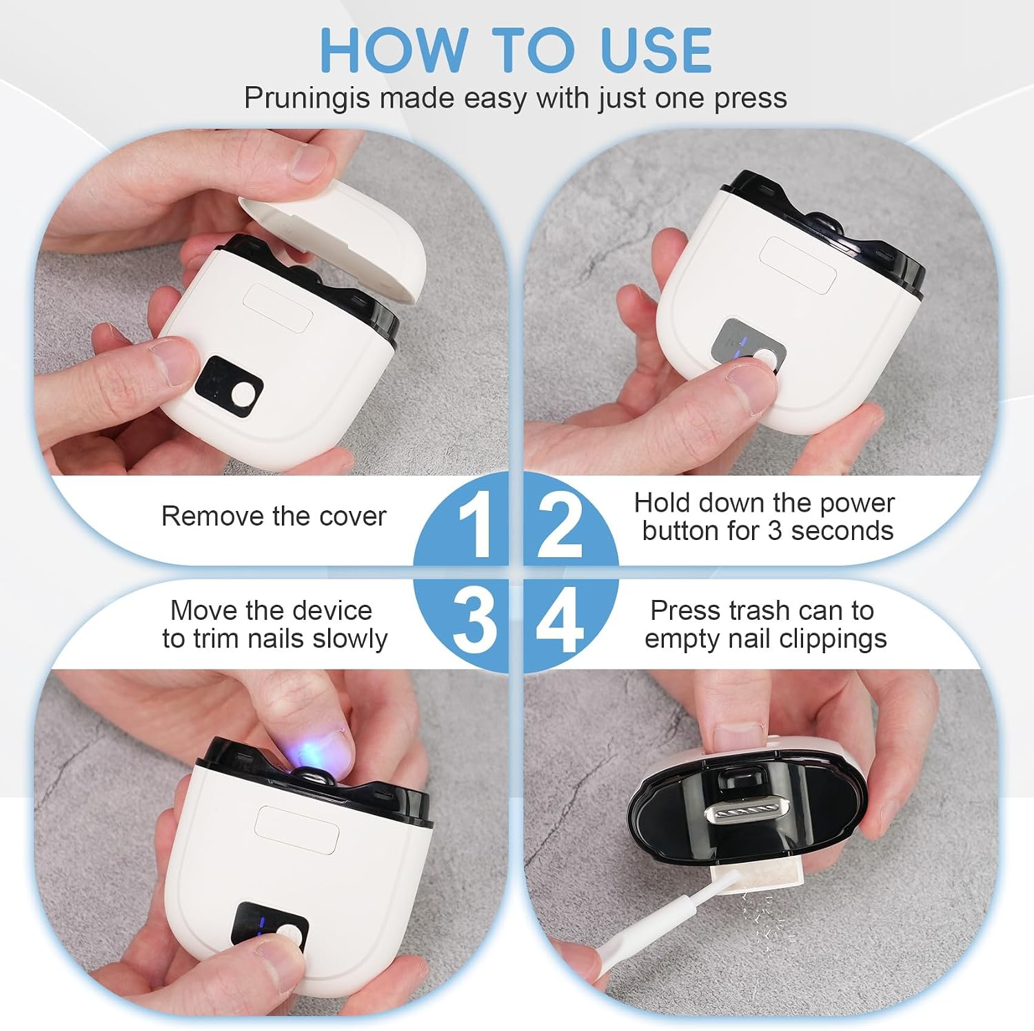 Automatic Nail Clipper, Baby Nail Trimmer Electric with 3 Speeds Mode, LCD Digital Display and Nail Clip Storage, USB Rechargeable Electric Nail File for Kids, Children, Adults and Seniors