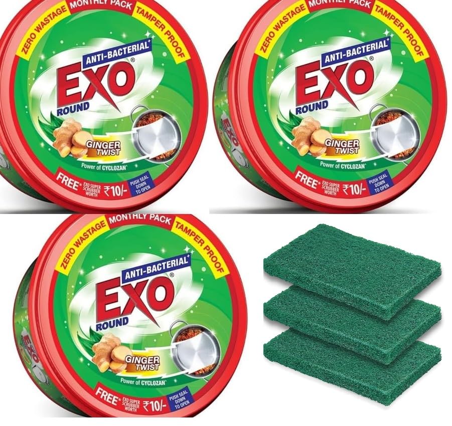 Exo Antibacterial Dishwashing Bar 250g. [ Pack of 3 ] + 2 Pack Of Sponge Scrubber (Zero Waste Temper Proof Pack) (B0DBHZN5FK) Amazon Price History, Amazon Price Tracker