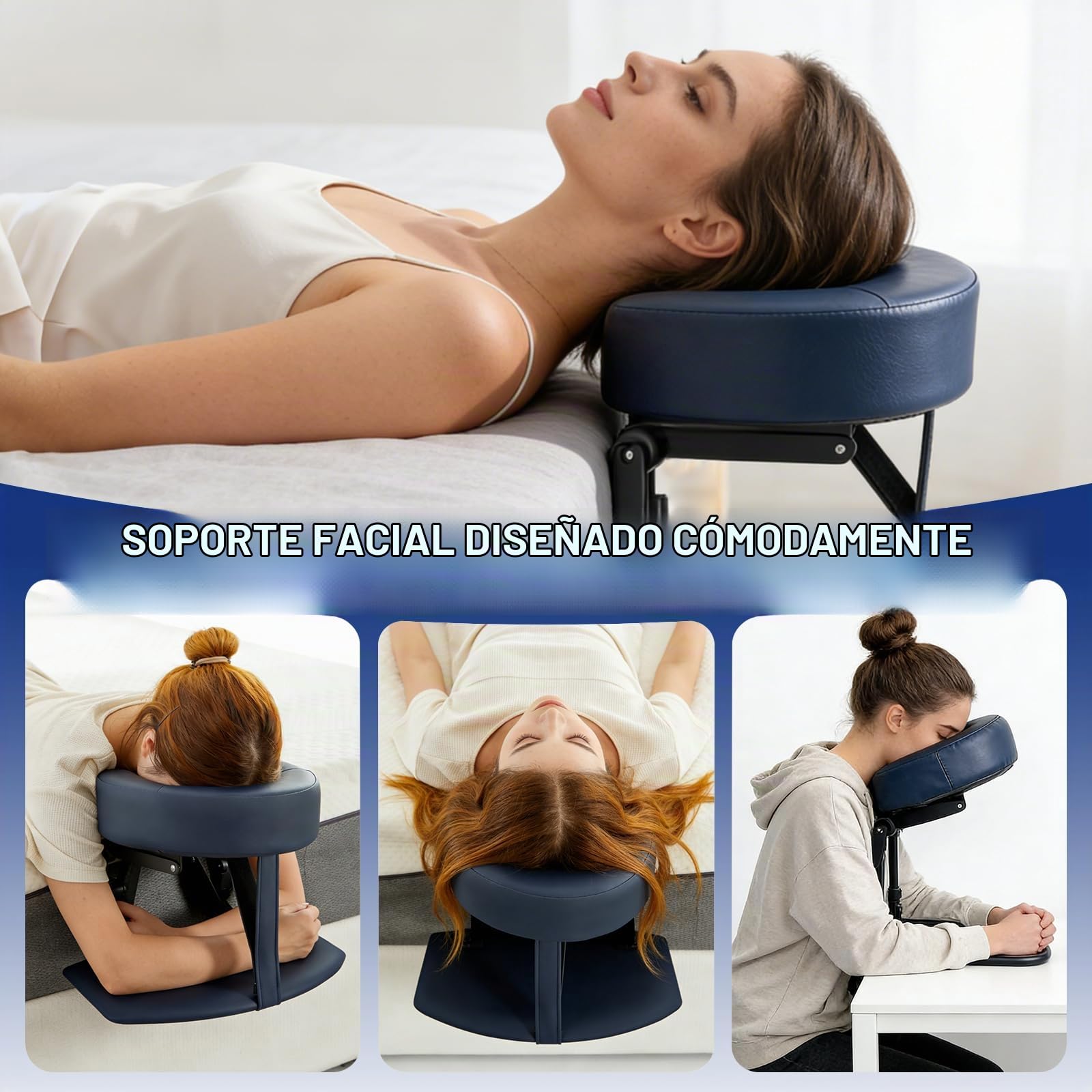 JAOGAUS Reposacabezas de Masaje para Cama con Ajuste 180° y Soporte Facial | Compatible con colchones de 14 a 45 cm, ideal para masaje boca abajo con soporte estable y cómodo