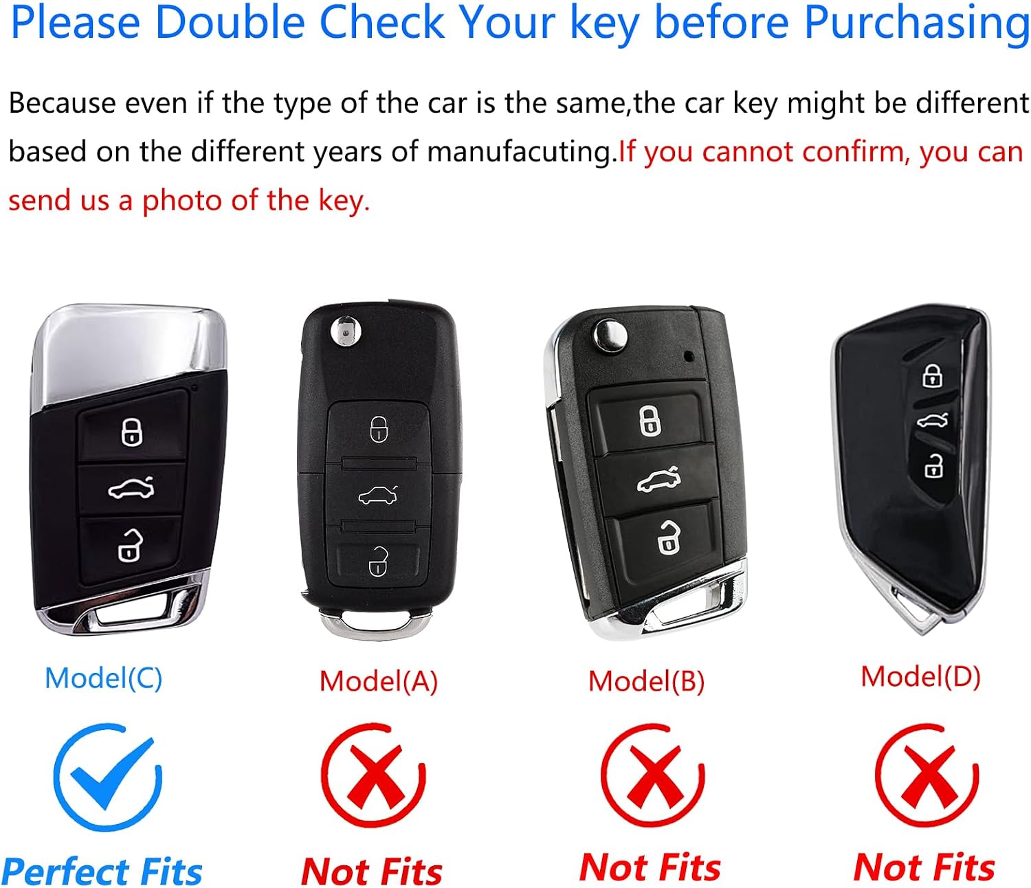 for Volkswagen Key Fob Cover with Keychain,Zinc Alloy Protection Car Key Case shell for vw Accessories