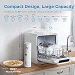Midea Countertop Dishwasher Portable with 6L(1.59G) Built-in Water Tank, 5+2 Programs, Baby Care, Auto Door Open, Dual Drying System, Energy-Saving and Odor Removal, for Apartments, Dorms& RVs, White