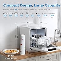 Vista 7 de Midea MDC17P2DWW Lavavajillas portátil para encimera con tanque de agua integrado de 6 L (1.59 G), 5+2 programas, apertura automática de puerta