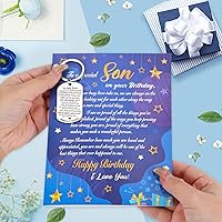 Vista 5 de DPKOW Regalos de cumpleaños modernos para hijo - Juego de llavero y tarjeta de flores y estrellas