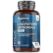 Glutatione Liposomiale Ridotto, 90 Capsule Vegane, Vitamina C, Acido Alfa Lipoico, Acido Ialuronico, La Vitamina C Contribuisce Alla Protezione Delle Cellule Dallo Stress Ossidativo (EFSA), Senza OGM