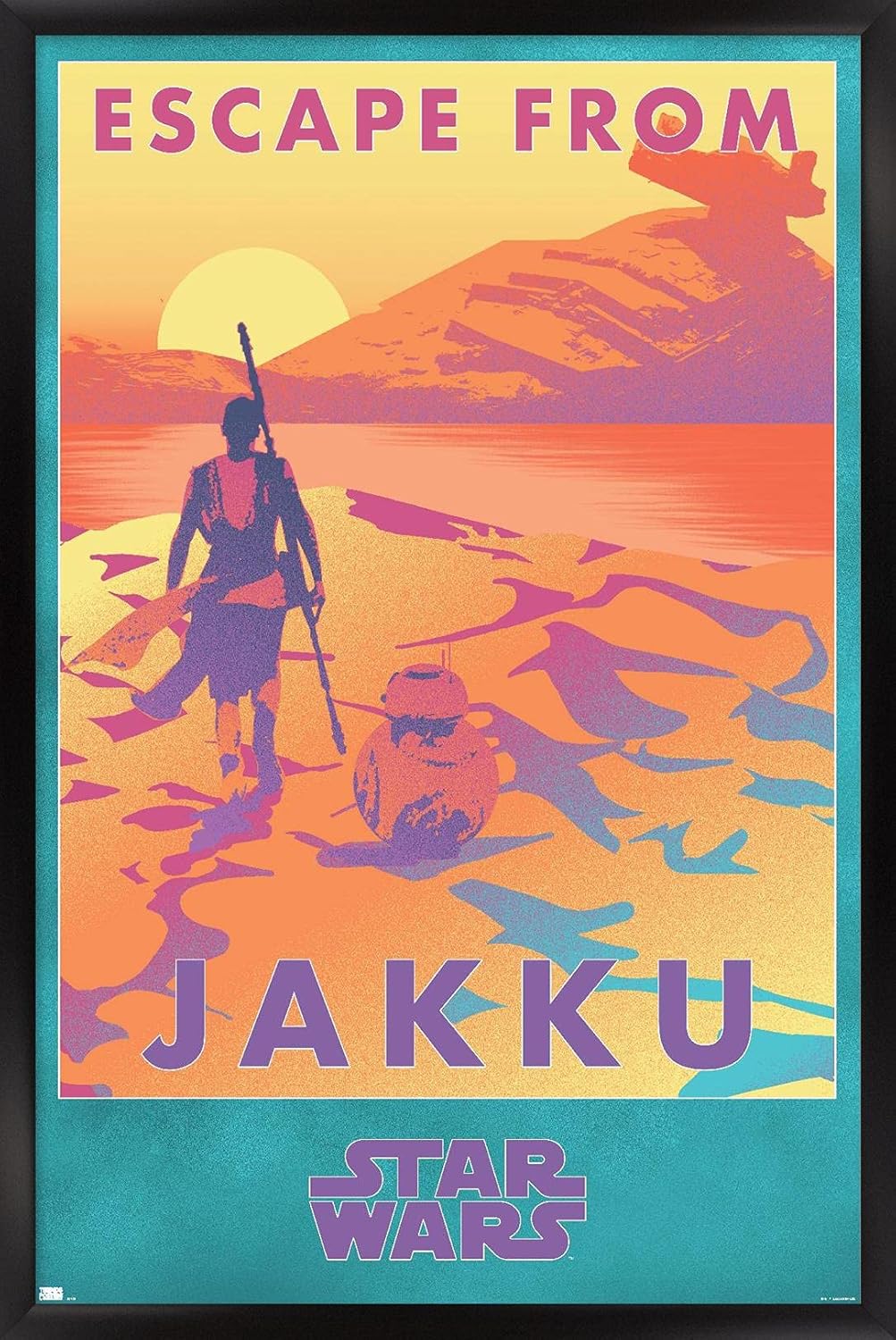 Trends International Star Wars: Jakku - Escape from Jakku Wall Poster, 22.4L x 14.7W, Black Framed Version
