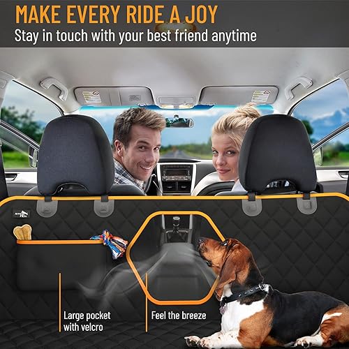 Miniatura 9 de Active Pets - Funda de asiento trasero para perros, hamaca estándar para coche con ventana de malla, antideslizante, impermeable, protector de