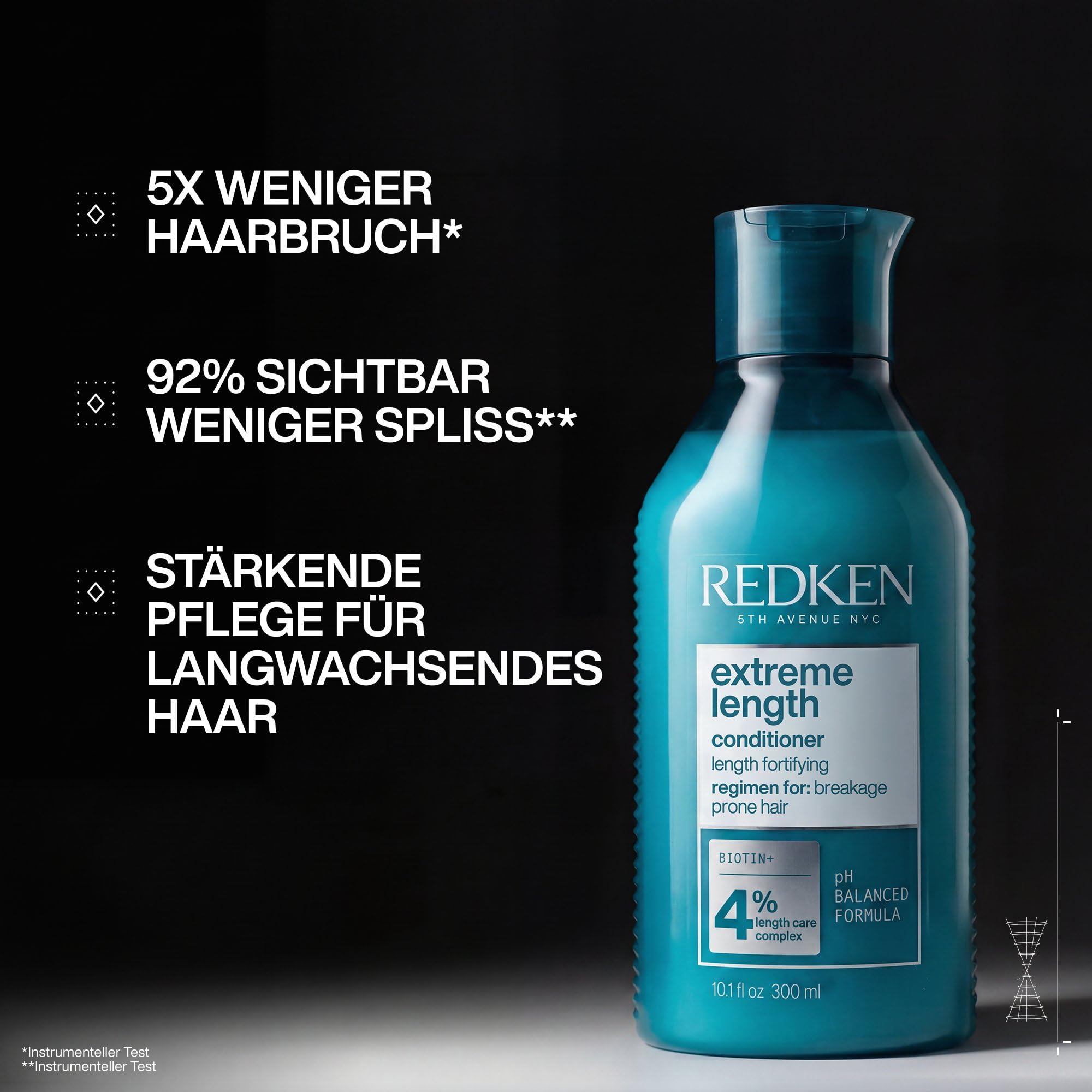 Redken Spülung für lange und starke Haare, Anti Haarbruch, Mit Biotin und Rizinusöl, Extreme Length Conditioner, 1 x 300 ml