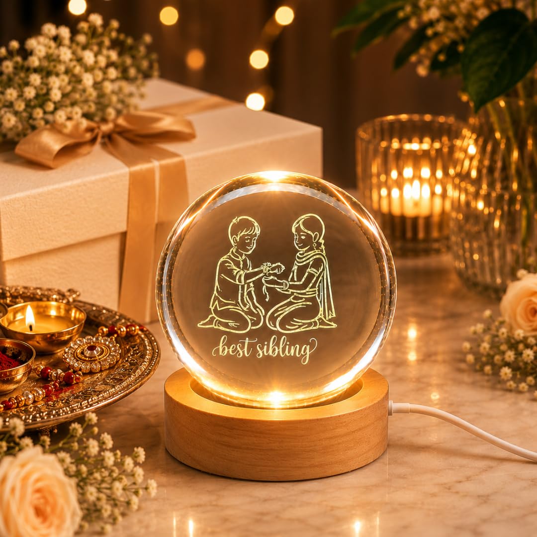 Desidiya 3D Crystal Ball Night Lamp – Best Sibling | LED Night Light