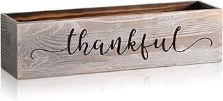 Patelai 1 Pcs 15.7inch Centerpiece Table Decorations Wood Planter Rectangular Planter Decorative Window Planters Rustic Wooden Box Floral Natural Centerpieces for Wedding Decor(Thankful Style)