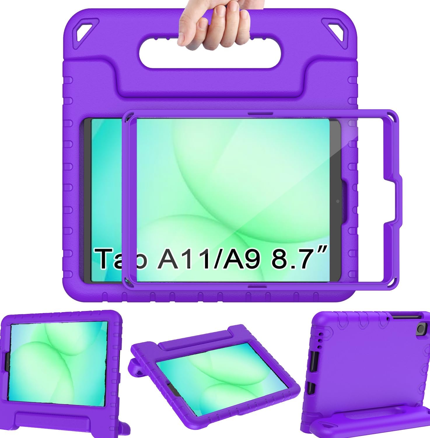 BMOUO Kids Case for Samsung Galaxy Tab A11 8.7" 2025, Galaxy A9 8.7" 2023 / A7 Lite 2021 Case - with Screen Protector, Shockproof Lightweight Samsung Galaxy Tab A11/A9/A7 Lite Case 8.7 Inch, Purple