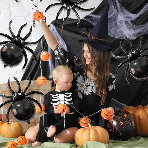 Miniatura 49 de Globos de aluminio de Halloween, juego de pancartas de globo negro para fiesta, kit de banderines de letras de Mylar de 16 pulgadas para decoración