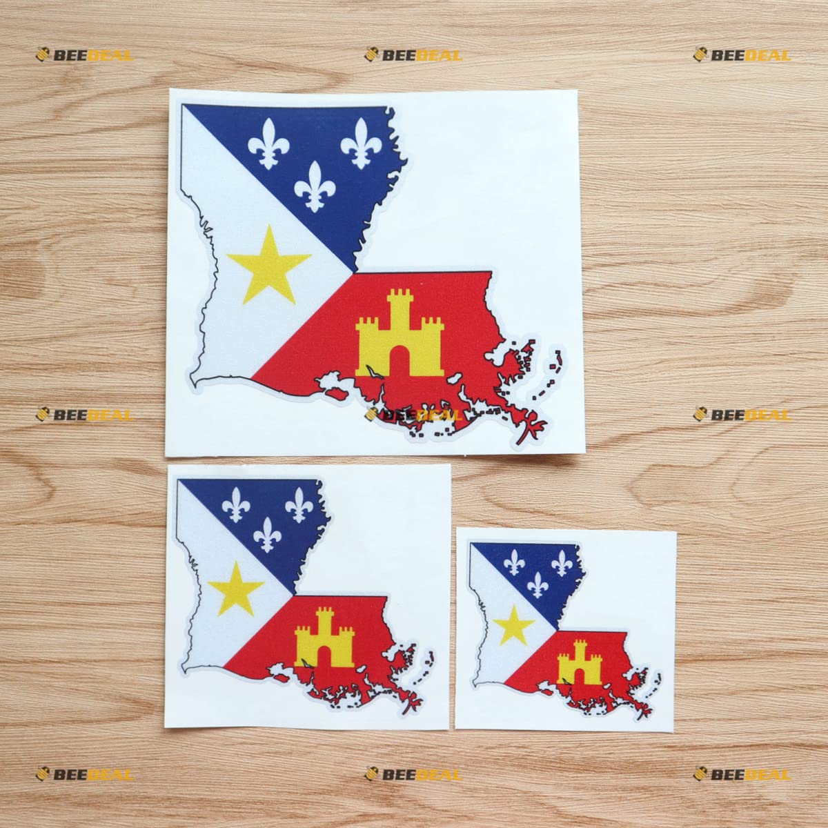 Acadiana Acadians Flag Louisiana Map Cajuns - 3 calcomanías de vinilo brillantes, 3 pulgadas, 4 pulgadas, 6 pulgadas - para automóvil, barco, laptop, taza, teléfono