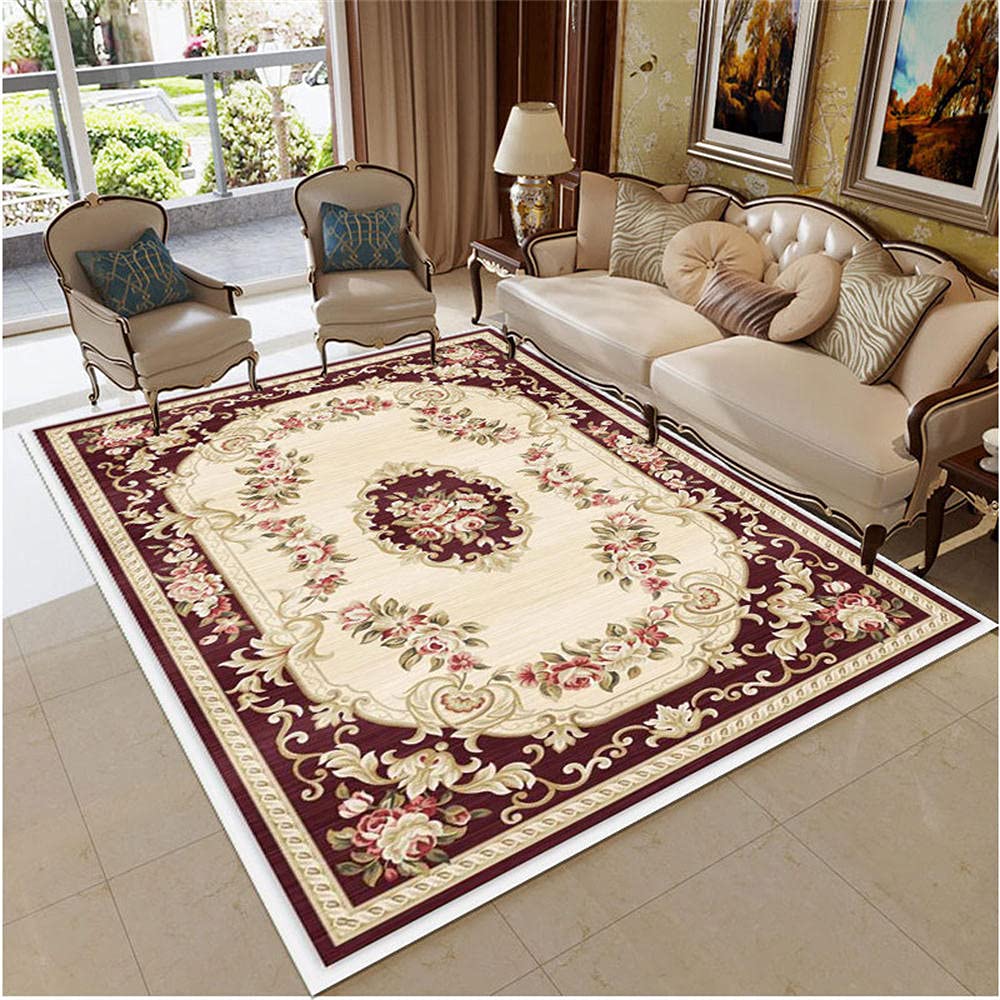 Tapis de chambre bébé fille rouge et vert doré 50x80cm