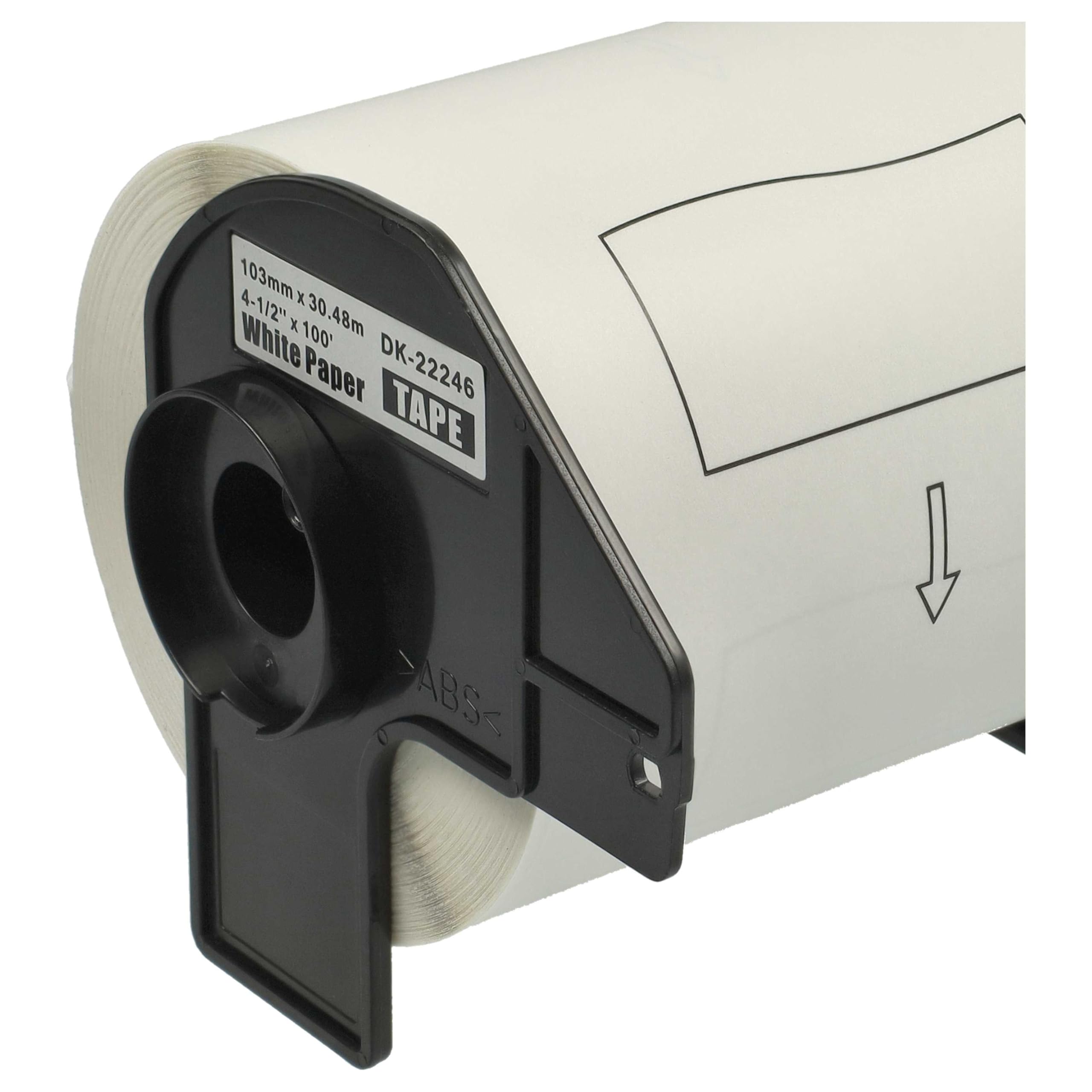 vhbw 5x rotolo etichette con supporto 103mm x 30,48m compatibile con Brother P-Touch QL 1110 NWB, QL 1110 NWBc etichettatrice - autoadesivo
