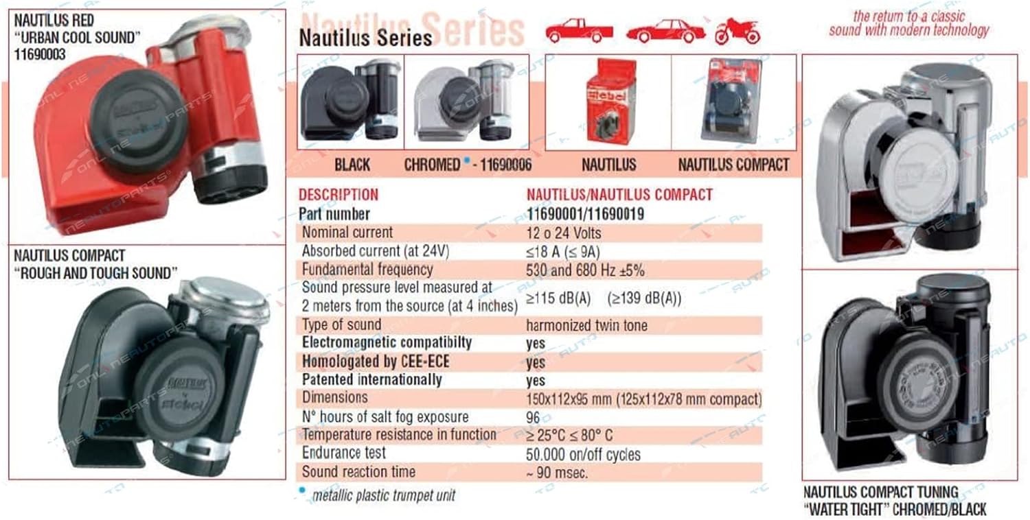 Stebel Nautilus Compact Motorcycle Air Horn - Loud - Black
