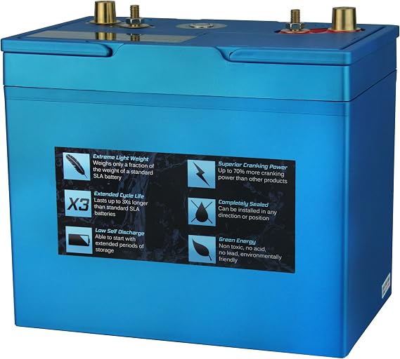 Deep Cycle Lithium RV Battery Group Size 34 Replaces Optima SC34DM 8016-103 D34M Bluetop 800CCA Starting Battery Plus Deep Cycle Performance, Built-in Smart BMS