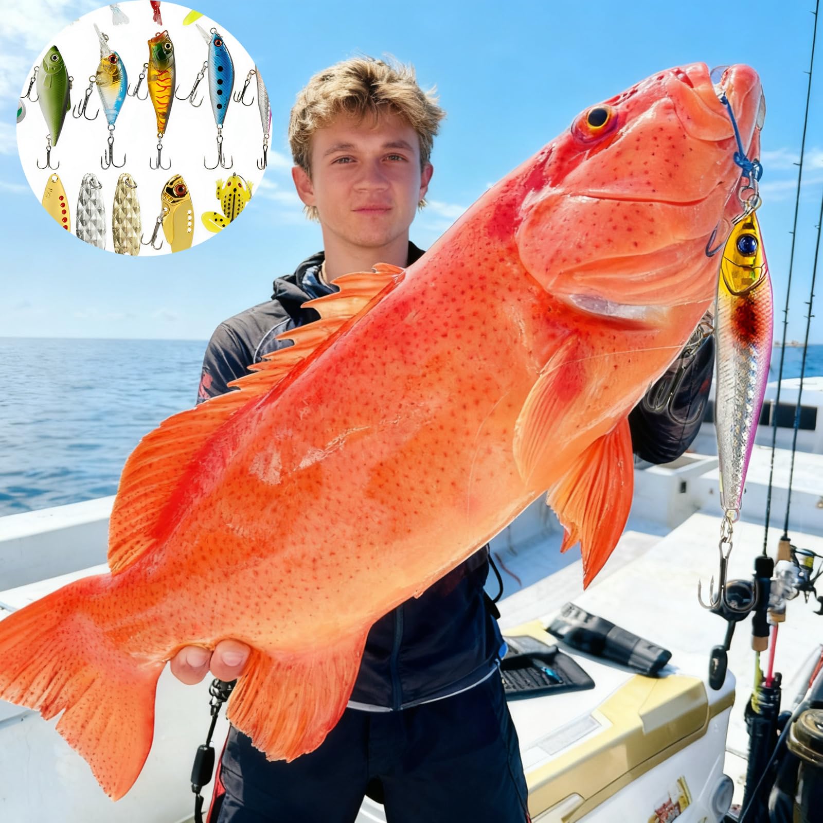 24 STK. Angelköder-Set, realistische Garnelen- und Froschform, Metall-Glitzer-Spinnerbaits, reflektierender Köderkörper, Köder für Barsch, Forelle und Lachs, als Geschenk für Angler