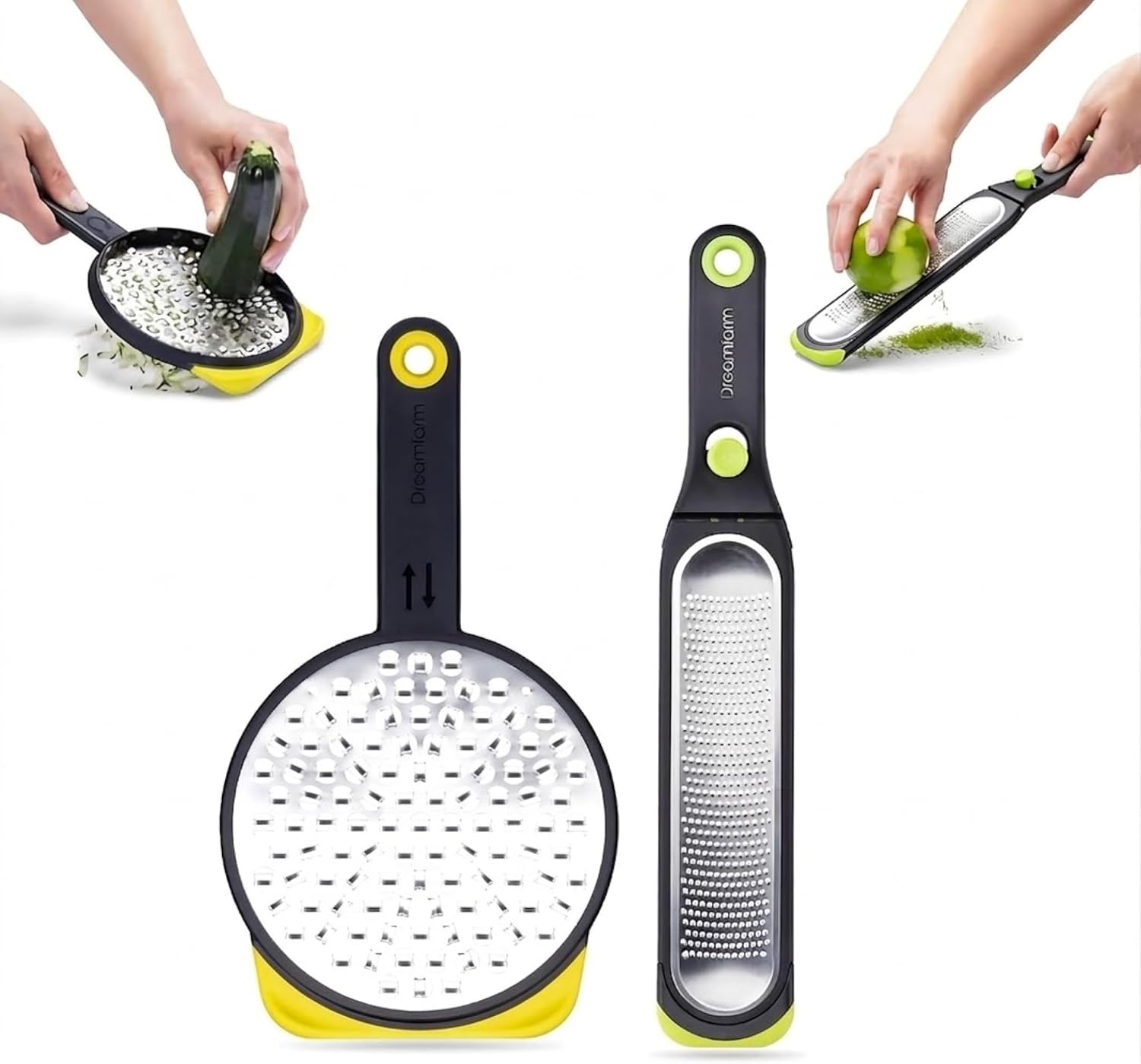 Dreamfarm Kitchen Tools Set - Ograte & Ozest - Dual-Sided Ultra-fine Grater & Self-Cleaning Zester with Snap-On Covers - Kitchen Essentials for Grating & Zesting - BPA-Free & Dishwasher Safe