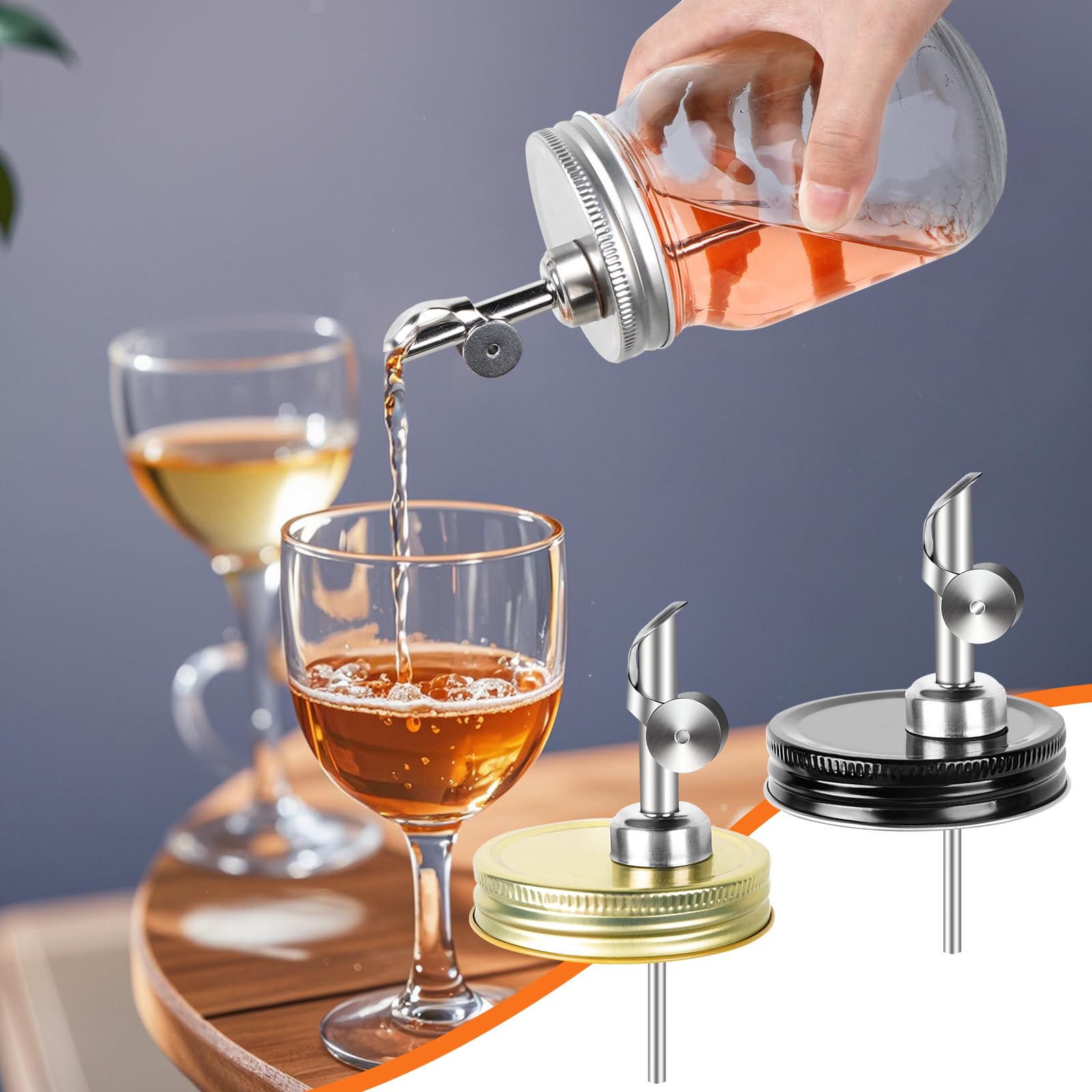 Moonshine - Tapa dispensadora con cierre automático, para tarro de 2.75 pulgadas, tapa de vertido de flujo libre. Adecuado para aceite de oliva, vodka, frutas, líquido Moonshine, sin tarro (plata)