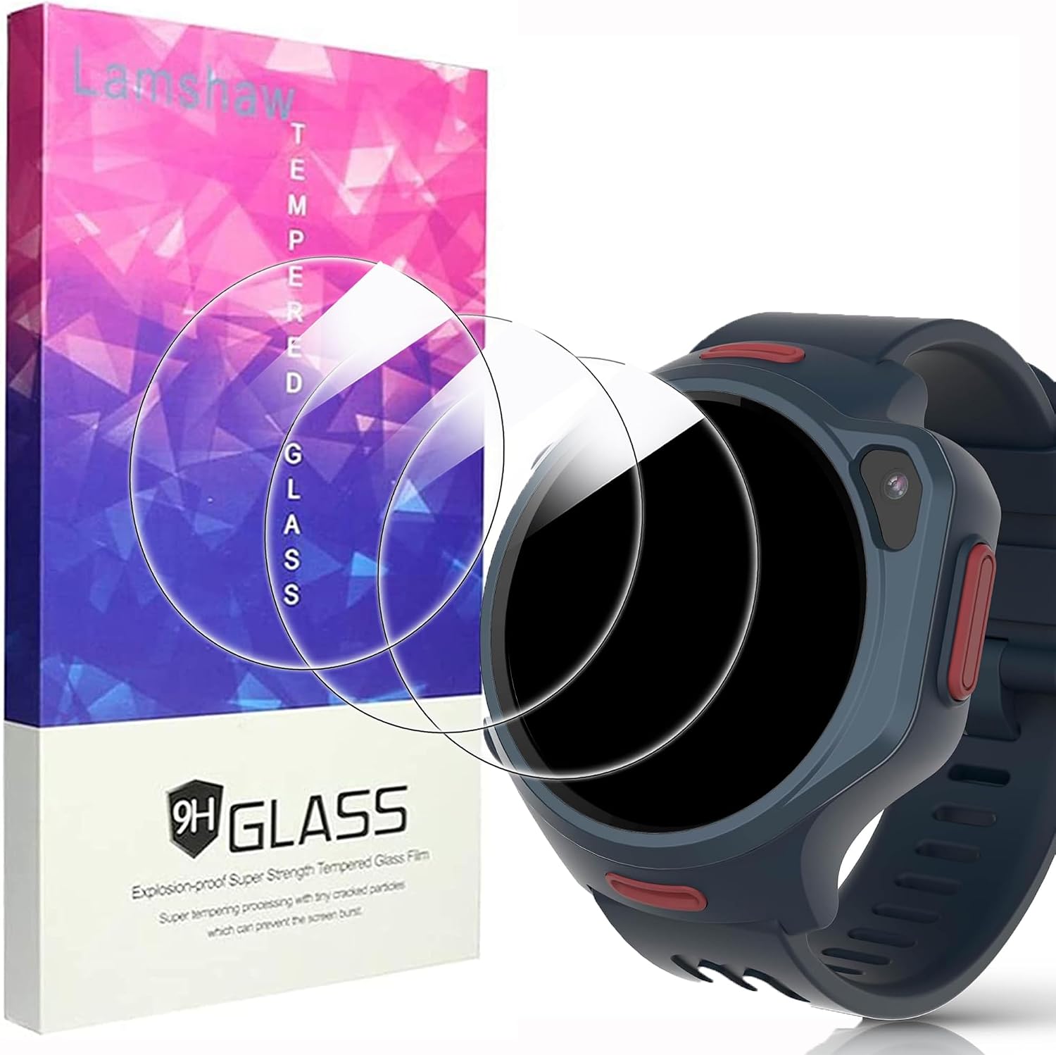Lamshaw Compatible for myFirst Fone R2 Screen Protector, [3 Pack] 9H Tempered Glass Screen Protector Film Compatible for myFirst Fone R2 1.3 Inches Smartwatch (3 Pack)