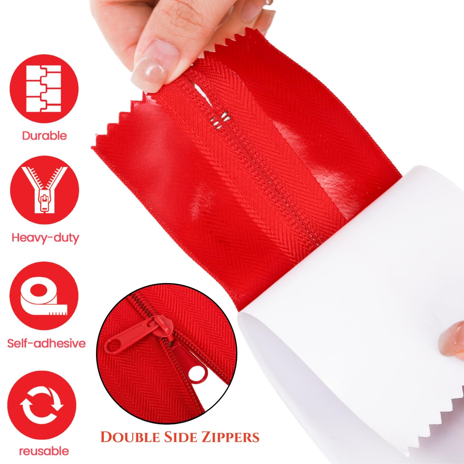 Acshio Paquete de 4 cremalleras protectoras contra el polvo, cremallera de doble cara resistente de 7 pies de largo con cortador de láminas de plástico, cierre hermético autoadhesivo instantáneo para