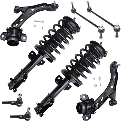 Detroit Axle - 8 piezas de amortiguador delantero y muelle helicoidal brazos de control inferiores delanteros con barras estabilizadoras y varillas