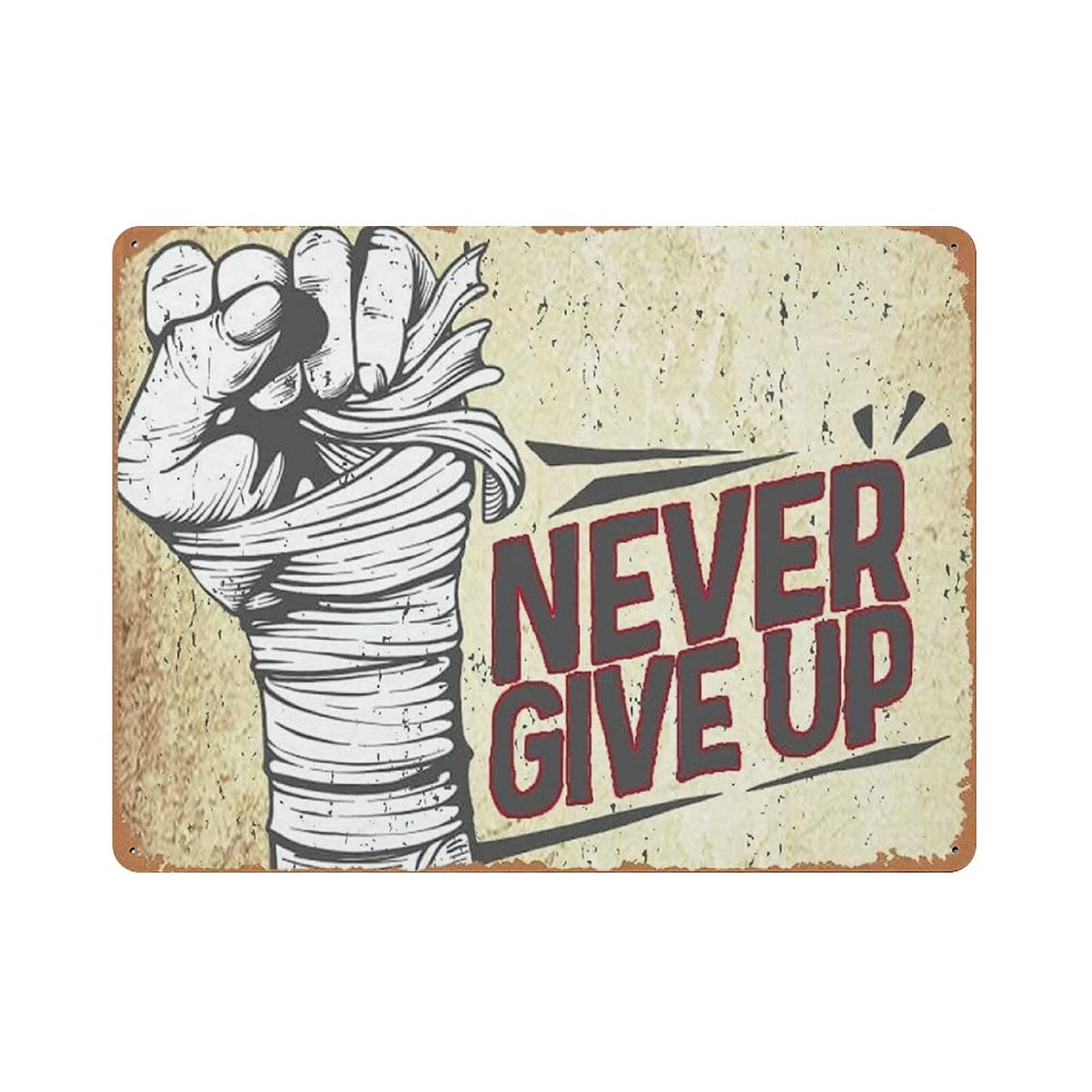 Metal Tin Sign Never Give Up Vintage Tin Poster Metal Sign Wall Decoration Country Kitchen Home Garage Decor 12"x16"